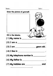 English Worksheet: All About Me