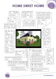 English Worksheet: Conversation questions: HOME