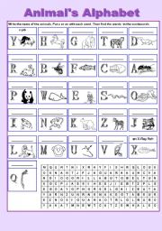 English Worksheet: Animals Alphabet