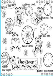 English Worksheet: draw the hands on the clocks