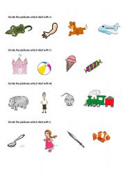 English Worksheet: Beginning Sounds Practice