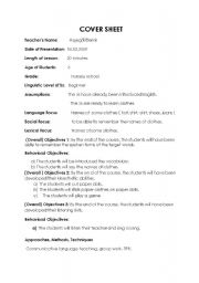 English Worksheet: Body parts Lesson plan