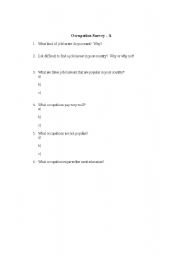 English worksheet: occupations survey