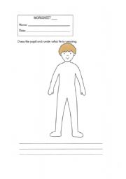 English worksheet: Dress the pupil and write what he is wearing.