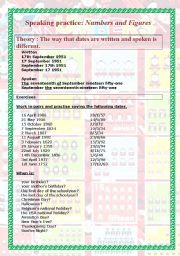 English Worksheet: Speaking practice numbers (4 pages)