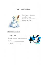 English worksheet: Little Snowman