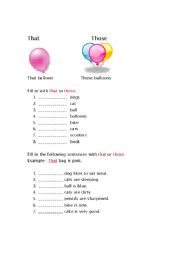 English Worksheet: That & those