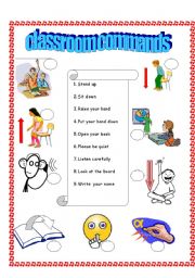 English Worksheet: classroom commands