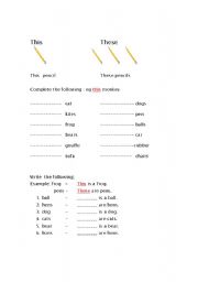 English worksheet: This and These