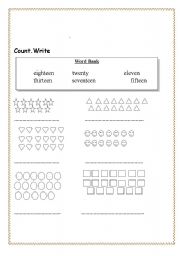 English worksheet: Numbers from 10 to 20