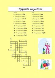 English Worksheet: Crosswords: opposite adjectives and verbs