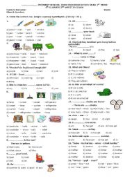 English Worksheet: 4th grade 2nd exam