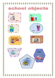 English worksheet: School objects and subjects