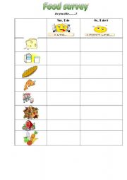 English Worksheet: Food survey