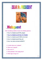 PINK WEBQUEST N2 - Dear Mr. President (8 tasks, 3 pages, Comprehensive ANSWER KEY)