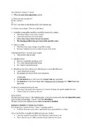 English worksheet: present perfect tense