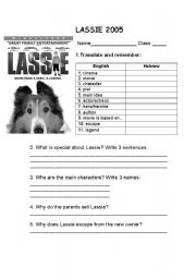 English worksheet: movie Lassie 2005