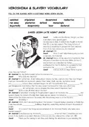 English Worksheet: Hiroshima & Slavery Vocabulary