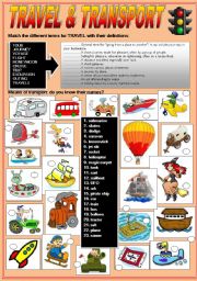 English Worksheet: MEANS OF TRANSPORT / TRAVELS