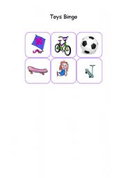 English worksheet: Toys bingo