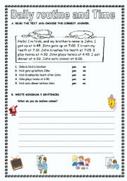 English Worksheet: Reading and Writing Activity