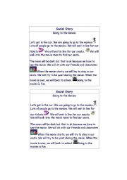 English Worksheet: Going to the Movies Social Story