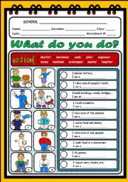 English Worksheet: WHAT DO YOU DO?