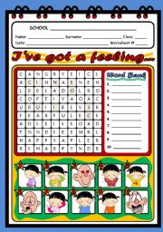 English Worksheet: FEELINGS AND EMOTIONS  - WORDSEARCH