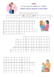 English worksheet: Family crosswords