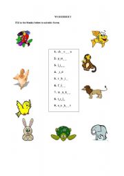 English Worksheet: pets