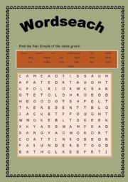 English Worksheet: Verbs in the Past Simple Wordsearch
