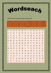 English worksheet: Verbs in the Past Simple Wordsearch