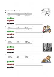 English worksheet: positive negative question prt2