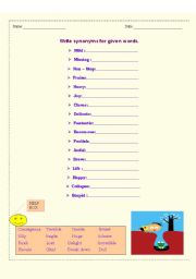 English worksheet: Synonyms 