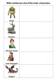 English Worksheet: Shrek Character Descriptions