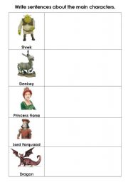 English worksheet: Shrek Character Descriptions