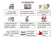 English Worksheet: Classroom Rules , Part 1/2 (Editable)