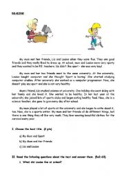 English Worksheet: past tense reading with comprehension questions