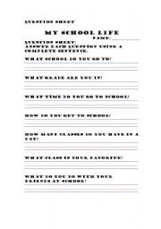 English worksheet: My School Life Speech - Part 1