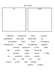 English Worksheet: Make vs. Do