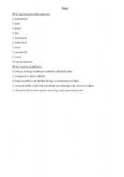 English worksheet: test on 