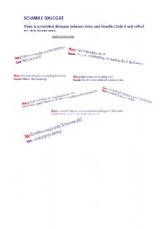 English Worksheet: SCRAMBLE DIALOGUE