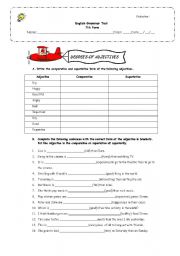 English Worksheet: Degrees of adjectives Test