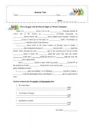 English Worksheet: Grammar test - present simple and continuous