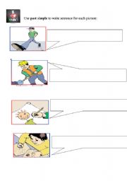 English Worksheet: write sentences in past simple tense