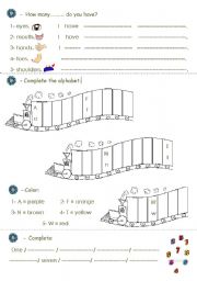 English Worksheet: alphabet,numbers