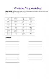 English worksheet: xmas words chop