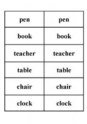 English Worksheet: Happy House 2 - Classroom objects memory game
