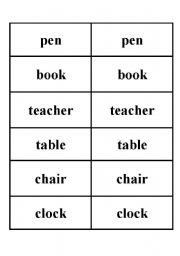 English worksheet: Happy House 2 - Classroom objects memory game