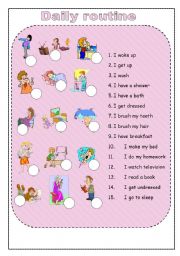 English Worksheet: daily routine